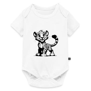 Grinning Kids Baby Leopard Portrait Sketch - Baby Premium short-sleeve bodysuit - white - Front