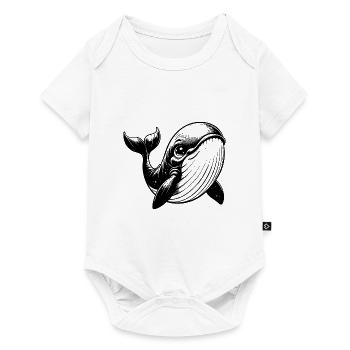 Smiling children blue whale with big eyes - Baby Premium short-sleeve bodysuit - white - Front