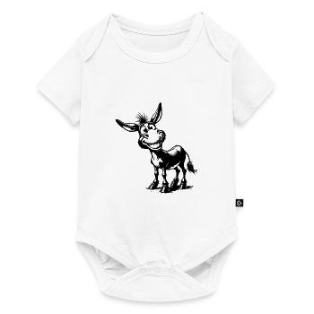 Grinsender Esel lustige Bleistift Zeichnung - Baby Premium Kurzarmbody - Weiß - Vorne