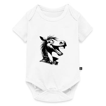 Laughing Horse Caricature Pencil Sketch - Baby Premium short-sleeve bodysuit - white - Front