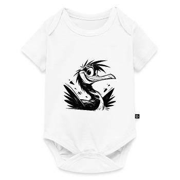 Cormoran Vogel mit große Augen Bleistiftskizze - Baby Premium Kurzarmbody - Weiß - Vorne