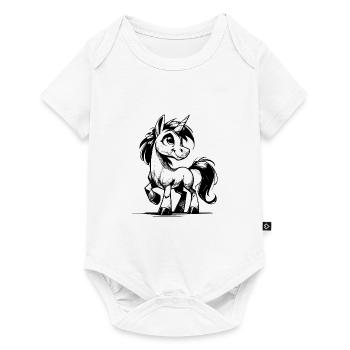 Croquis au crayon de licorne souriante magique - Body à manches courtes Premium Bébé - blanc - Devant