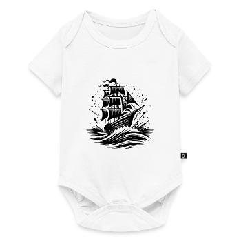 Altes Segelschiff in schwerer See mit Wellen - Baby Premium Kurzarmbody - Weiß - Vorne