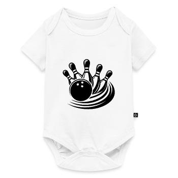 Krasse Bowlingkugel räumt Pins von Bowlingbahn - Baby Premium Kurzarmbody - Weiß - Vorne