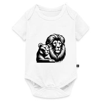 Portrait de style tête de lion et de lionne - Body à manches courtes Premium Bébé - blanc - Devant