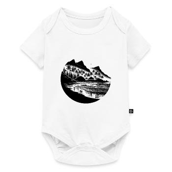 Plage et mer avec palmiers et montagnes - Body à manches courtes Premium Bébé - blanc - Devant