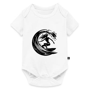 Surfeur élégant avec planche de surf dans un tunnel de vagues - Body à manches courtes Premium Bébé - blanc - Devant