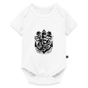 Küsten Leuchtturm mit Anker und Licht - Baby Premium Kurzarmbody - Weiß - Vorne