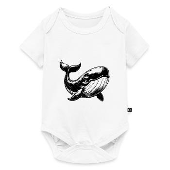 Friendly Smiling Blue Whale Diver Sketch - Baby Premium short-sleeve bodysuit - white - Front