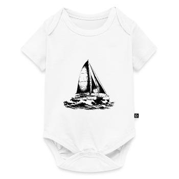 Wellengang und Katamaran Segelboot in Wellen - Baby Premium Kurzarmbody - Weiß - Vorne
