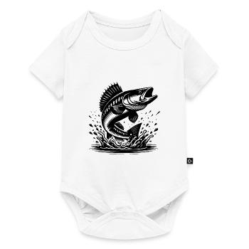 Springender Zander aus dem Wasser Splash - Baby Premium Kurzarmbody - Weiß - Vorne