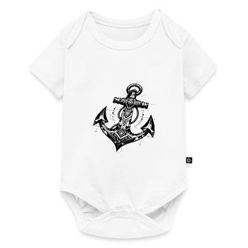 Ancre de style de tatouage élégant - Body à manches courtes Premium Bébé - blanc - Devant