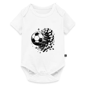 Knaller Fußball Schuss durchbricht Ziegel Wand - Baby Premium Kurzarmbody - Weiß - Vorne