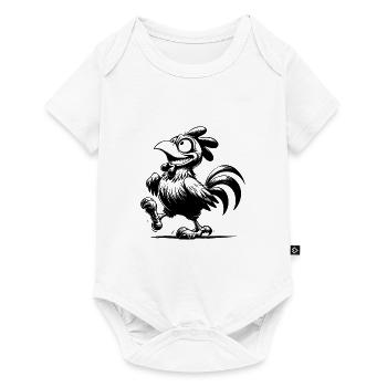 Lustige Geflügel Zeichnung Grinsender Hahn - Baby Premium Kurzarmbody - Weiß - Vorne