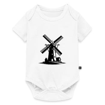 Dutch Wheat Windmill for Grain Flour - Baby Premium short-sleeve bodysuit - white - Front