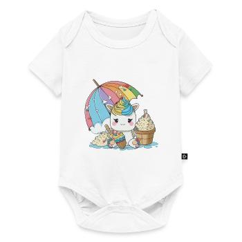 Licorne de couleurs - Une vague d’arcs-en-ciel - Body à manches courtes Premium Bébé - blanc - Devant