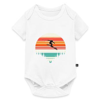 Ski rétro Skieur Ski Sports d’hiver Skis - Body à manches courtes Premium Bébé - blanc - Devant