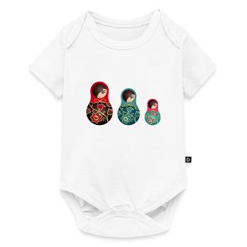 Matroschka Trio Helena - Baby Premium Kurzarmbody - Weiß - Vorne