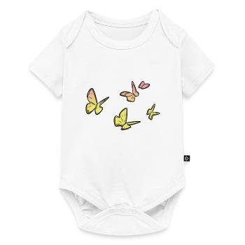 papillons jaunes symbole papillon - Body à manches courtes Premium Bébé - blanc - Devant