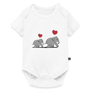 elephant family mother baby heart animal symbol - Baby Premium short-sleeve bodysuit - white - Front