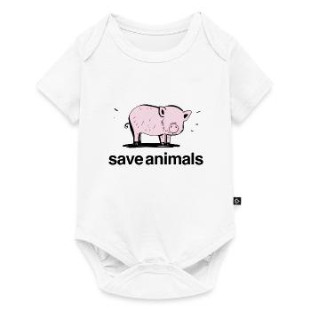 pink pig baby animal save animals - Baby Premium short-sleeve bodysuit - white - Front