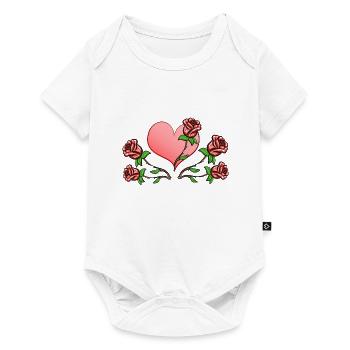 Rose Fleurs Plantes Coeur Rouge - Body à manches courtes Premium Bébé - blanc - Devant