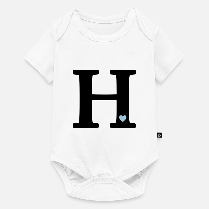 Buchstabe H Anfangsbuchstabe - Baby Premium Kurzarmbody - Weiß