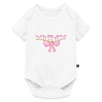 loop line pink flowers line - Baby Premium short-sleeve bodysuit - white - Front