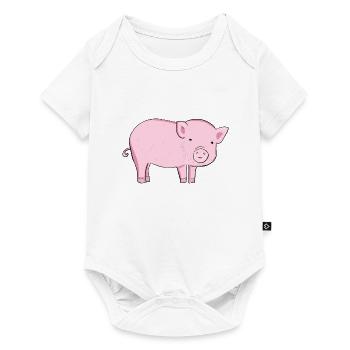 Cochon de dessin animé rose symbole animal - Body à manches courtes Premium Bébé - blanc - Devant