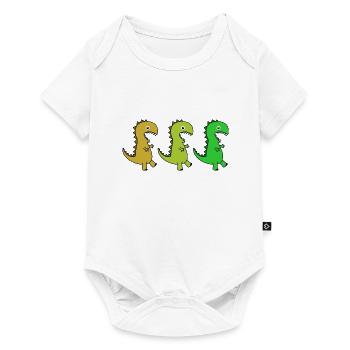 Illustration of three funny, cute dinosaurs - Baby Premium short-sleeve bodysuit - white - Front