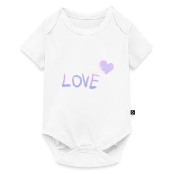 Mot d’amour Cœur Violet - Body à manches courtes Premium Bébé - blanc - Devant