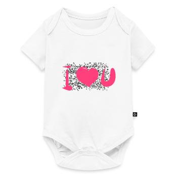 herz muster punkte ich liebe dich - Baby Premium Kurzarmbody - Weiß - Vorne
