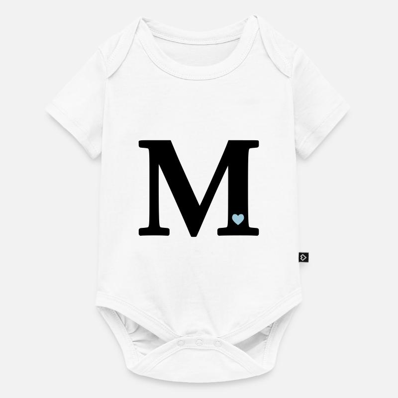 Buchstabe M Anfangsbuchstabe - Baby Premium Kurzarmbody - Weiß