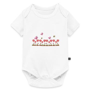 ligne de rose rouge papillon herbe naturelle - Body à manches courtes Premium Bébé - blanc - Devant