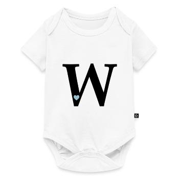Buchstabe W Anfangsbuchstabe - Baby Premium Kurzarmbody - Weiß - Vorne