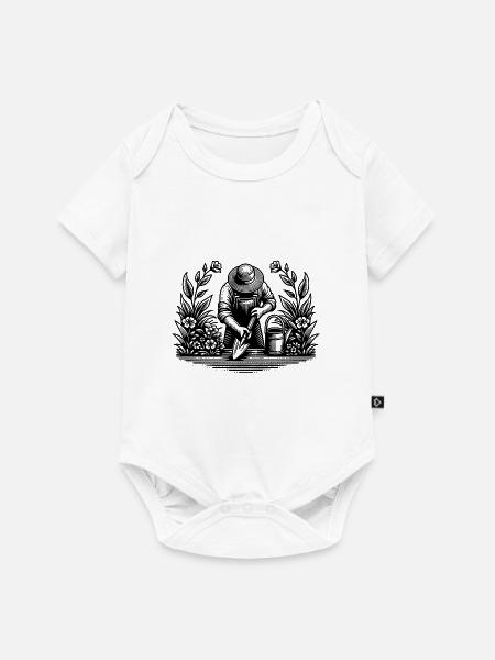 Hobbygärtner beim gärtnern im Blumenbeet - Baby Premium Kurzarmbody - Weiß