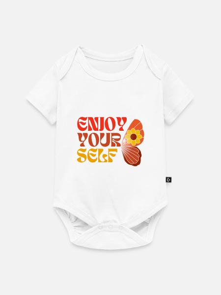 Enjoy Yourself 70ies Style Hippie Schmetterling - Baby Premium Kurzarmbody - Weiß