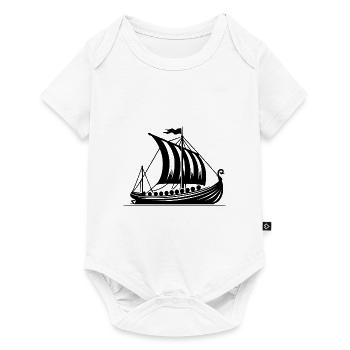 Drachenboot mit Segel Wikinger Style Design - Baby Premium Kurzarmbody - Weiß - Vorne