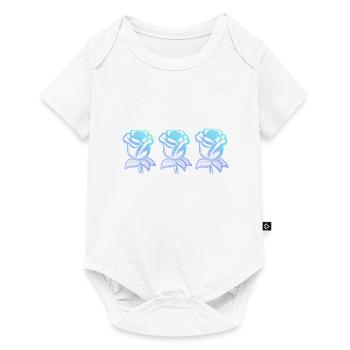 Trois roses bleues paillettes - Body à manches courtes Premium Bébé - blanc - Devant