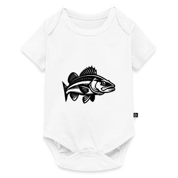Eleganter Zander Fisch - Baby Premium Kurzarmbody - Weiß - Vorne