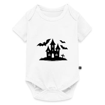 Maison hantée de chauve-souris d’Halloween pour enfants - Body à manches courtes Premium Bébé - blanc - Devant