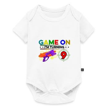 Game On I'm Turning Nine Lasertag Player Lasergame - Baby Premium Kurzarmbody - Weiß - Vorne