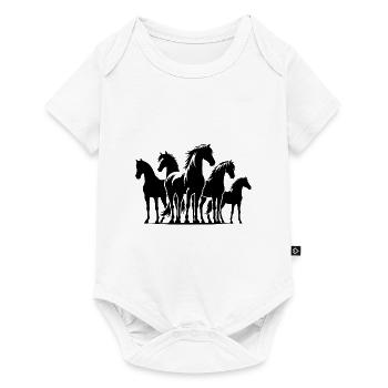 Knuffige Pferdebande Pferde auf dem Reitplatz - Baby Premium Kurzarmbody - Weiß - Vorne