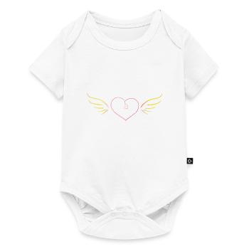 Symbole de cœur jaune rose amour ailes d’ange - Body à manches courtes Premium Bébé - blanc - Devant