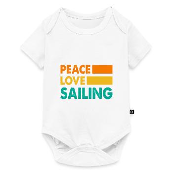 Peace Love Sailing Sailboat Sailor Captain Skipper - Baby Premium Kurzarmbody - Weiß - Vorne