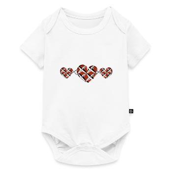 three hearts caught red crosses - Baby Premium short-sleeve bodysuit - white - Front