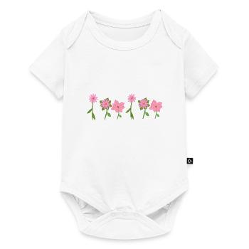 Plantes de la ligne de fleurs roses - Body à manches courtes Premium Bébé - blanc - Devant