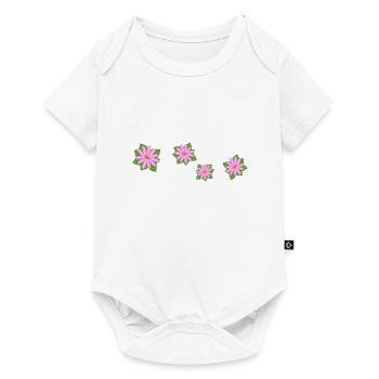 vier blumen rosa - Baby Premium Kurzarmbody - Weiß - Vorne
