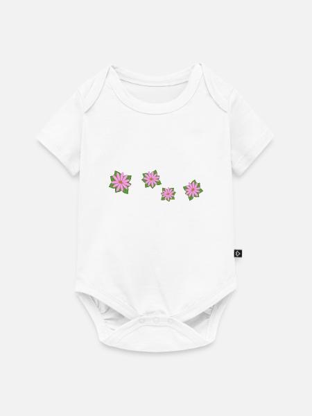 vier blumen rosa - Baby Premium Kurzarmbody - Weiß