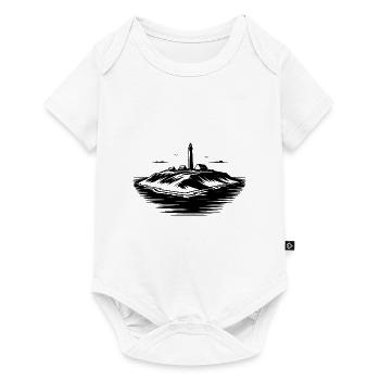 Insel mit Leuchtturm an der Küste - Baby Premium Kurzarmbody - Weiß - Vorne